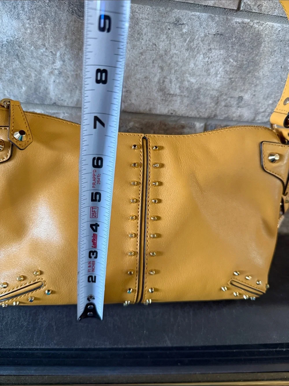 Michael Kors Astor Yellow Leather Studded Shoulder Bag